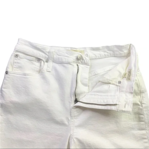 Madewell The High Rise Crop Boyjean Size 26 Tile White Raw Hem Straight Leg - Picture 4 of 7